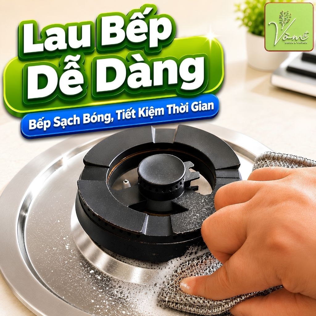 Combo Khăn Lưới Rửa Chén 2 LỚP Sợi Kim Loại Cao Cấp Vòm Decor – Cọ Rửa Đa Năng Sạch Dầu Mỡ, Dùng Cho Xoong Nồi Chảo
