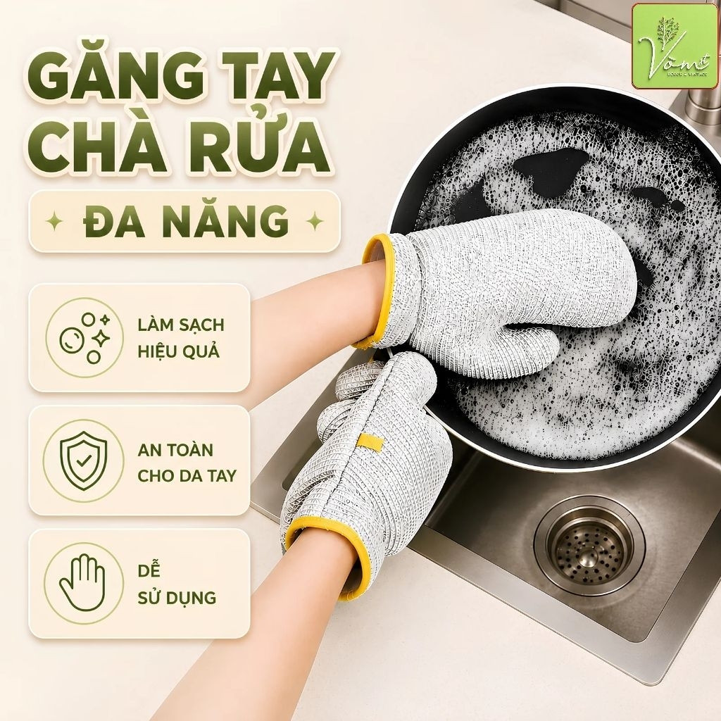 Găng Tay Vệ Sinh Đa Năng Nhà Bếp VÒM DECOR , Tạo Bọt Nhanh, Làm Sạch Hiệu Quả, Ngăn Bẩn & Hóa Chất, Không Bám Mùi