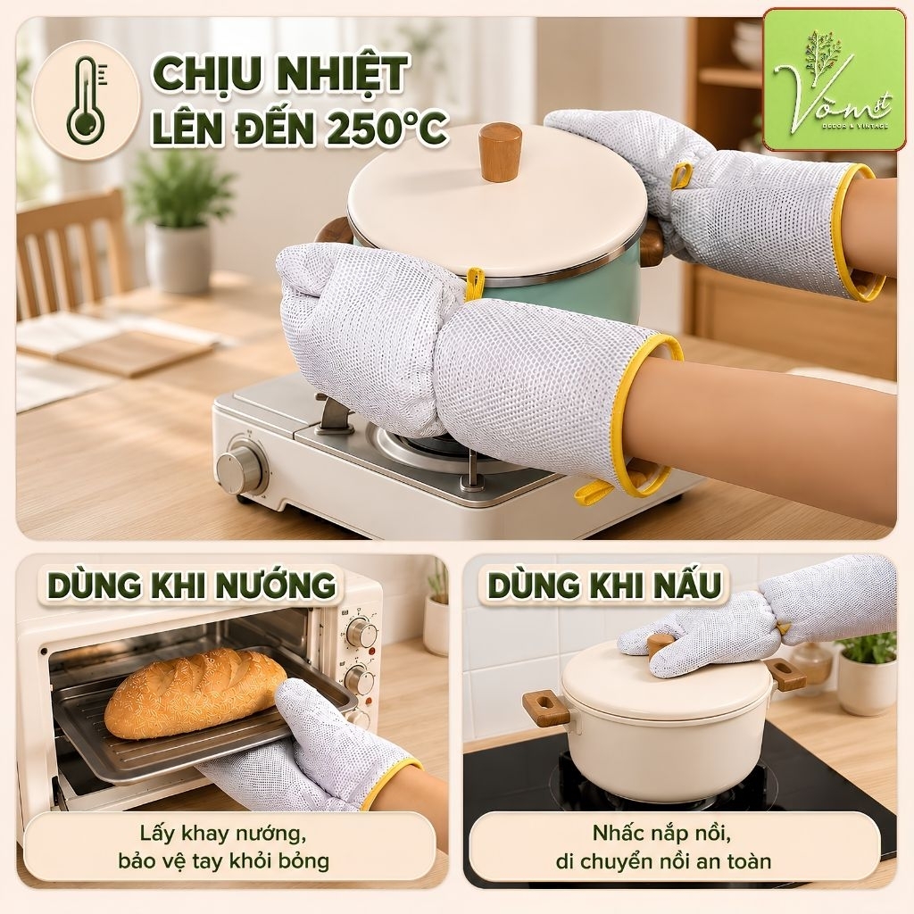 Găng Tay Vệ Sinh Đa Năng Nhà Bếp VÒM DECOR , Tạo Bọt Nhanh, Làm Sạch Hiệu Quả, Ngăn Bẩn & Hóa Chất, Không Bám Mùi
