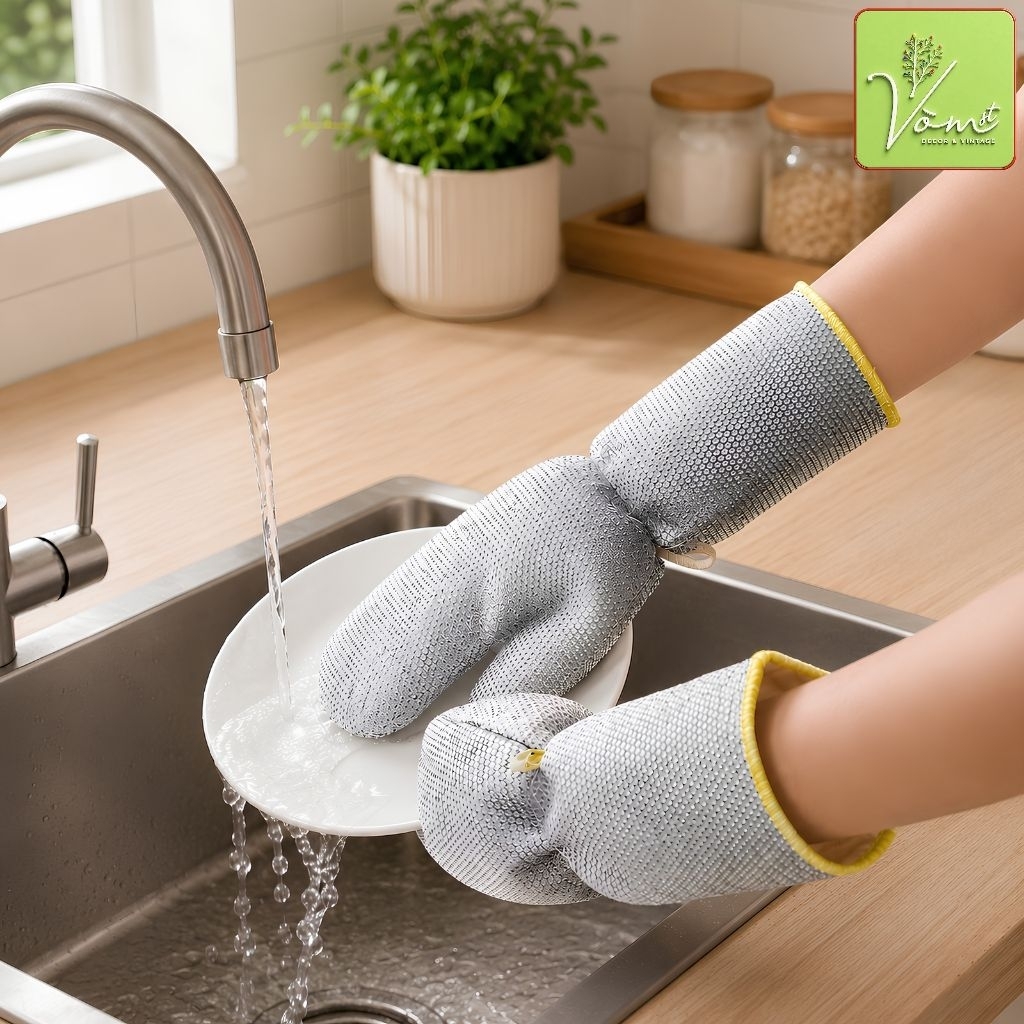 Găng Tay Vệ Sinh Đa Năng Nhà Bếp VÒM DECOR , Tạo Bọt Nhanh, Làm Sạch Hiệu Quả, Ngăn Bẩn & Hóa Chất, Không Bám Mùi