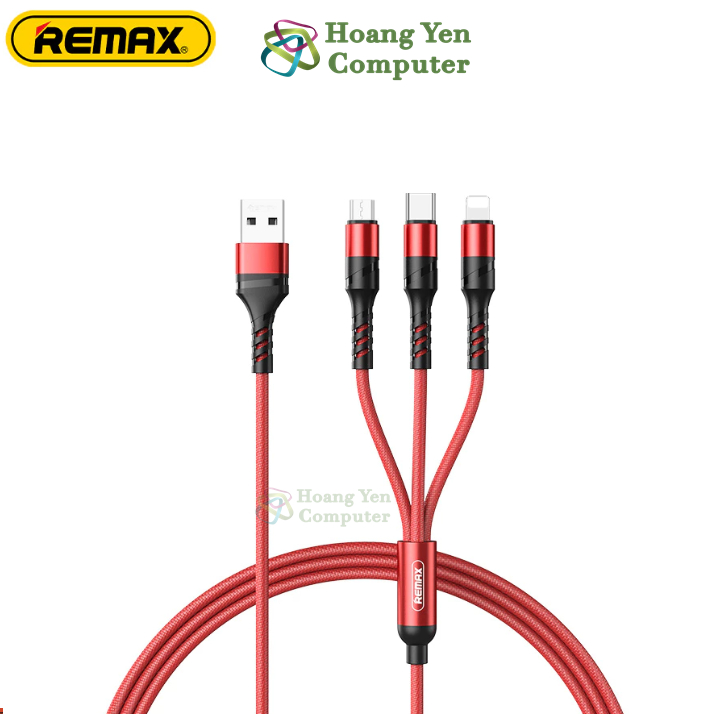 Cáp Sạc Đa Năng Remax RC-186th 3.1A 3 Đầu Tiện Lợi Sạc Nhiều Thiết Bị Cùng Lúc - BH 6 Tháng - Hoangyencomputer