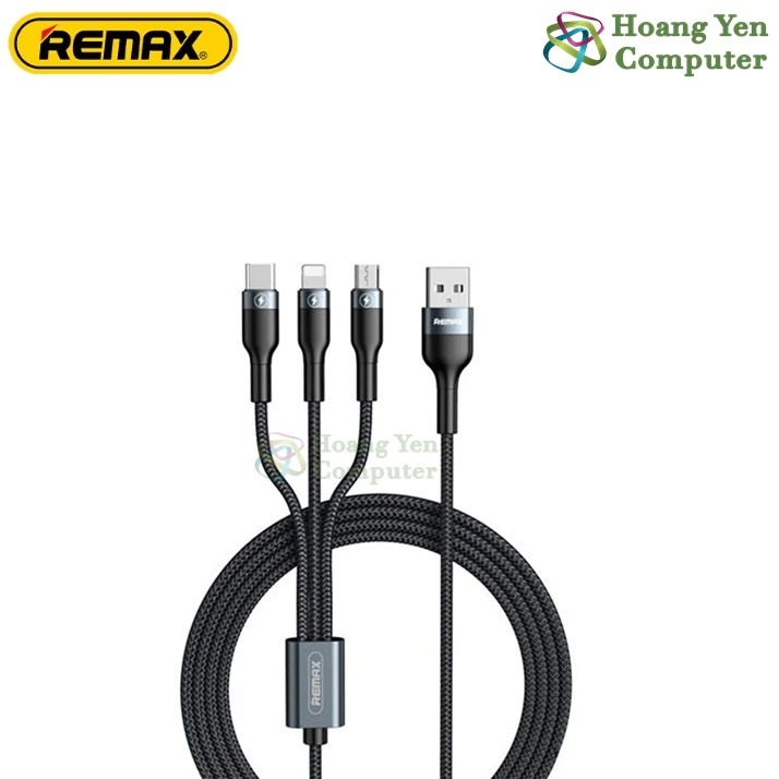 Cáp Sạc Đa Năng Remax RC-186th 3.1A 3 Đầu Tiện Lợi Sạc Nhiều Thiết Bị Cùng Lúc - BH 6 Tháng - Hoangyencomputer