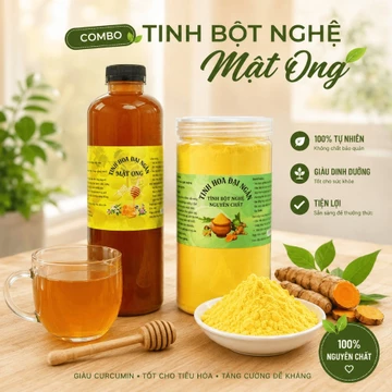 [Combo Tinh Bột Nghệ Mật Ong] Tinh Hoa Đại Ngàn - [500g Tinh Bột Nghệ Và 1 Lít Mật Ong Hoa Cà Phê]