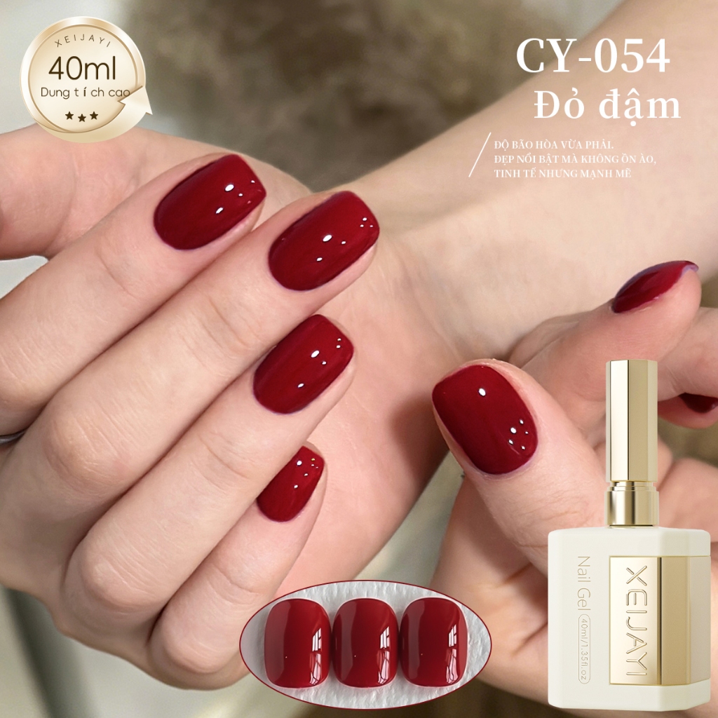 XEIJAYI 40ml - Sơn móng tay dạng gel màu đỏ cổ điển, bền màu và phù hợp cho các tiệm làm móng.