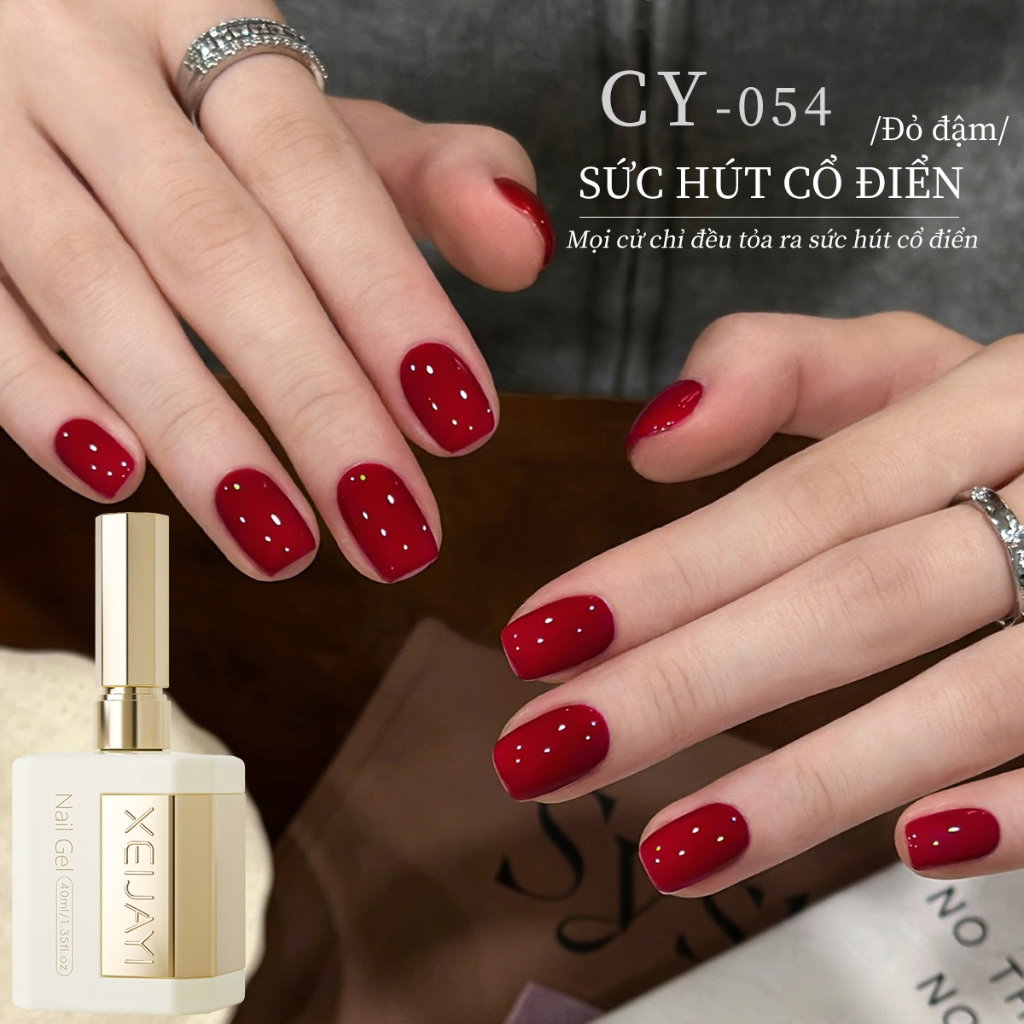 XEIJAYI 40ml - Sơn móng tay dạng gel màu đỏ cổ điển, bền màu và phù hợp cho các tiệm làm móng.