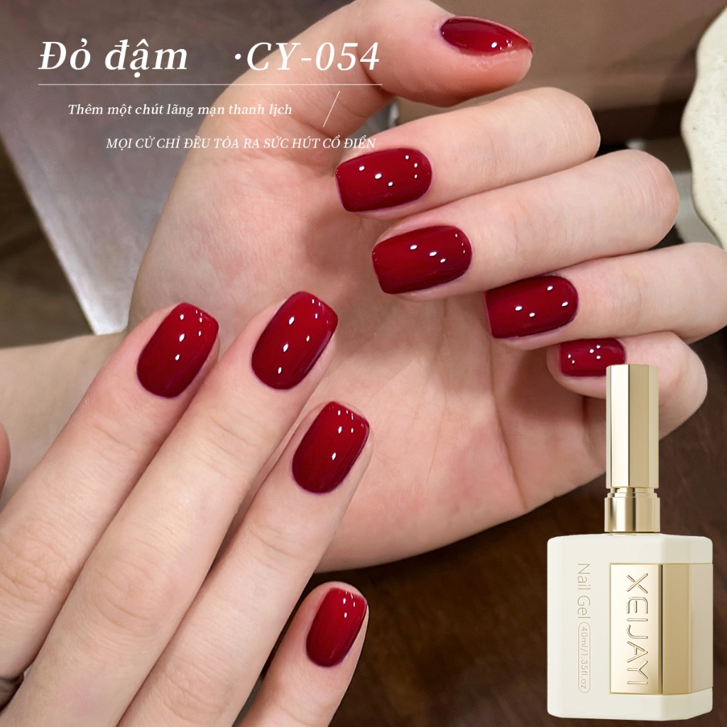 XEIJAYI 40ml - Sơn móng tay dạng gel màu đỏ cổ điển, bền màu và phù hợp cho các tiệm làm móng.