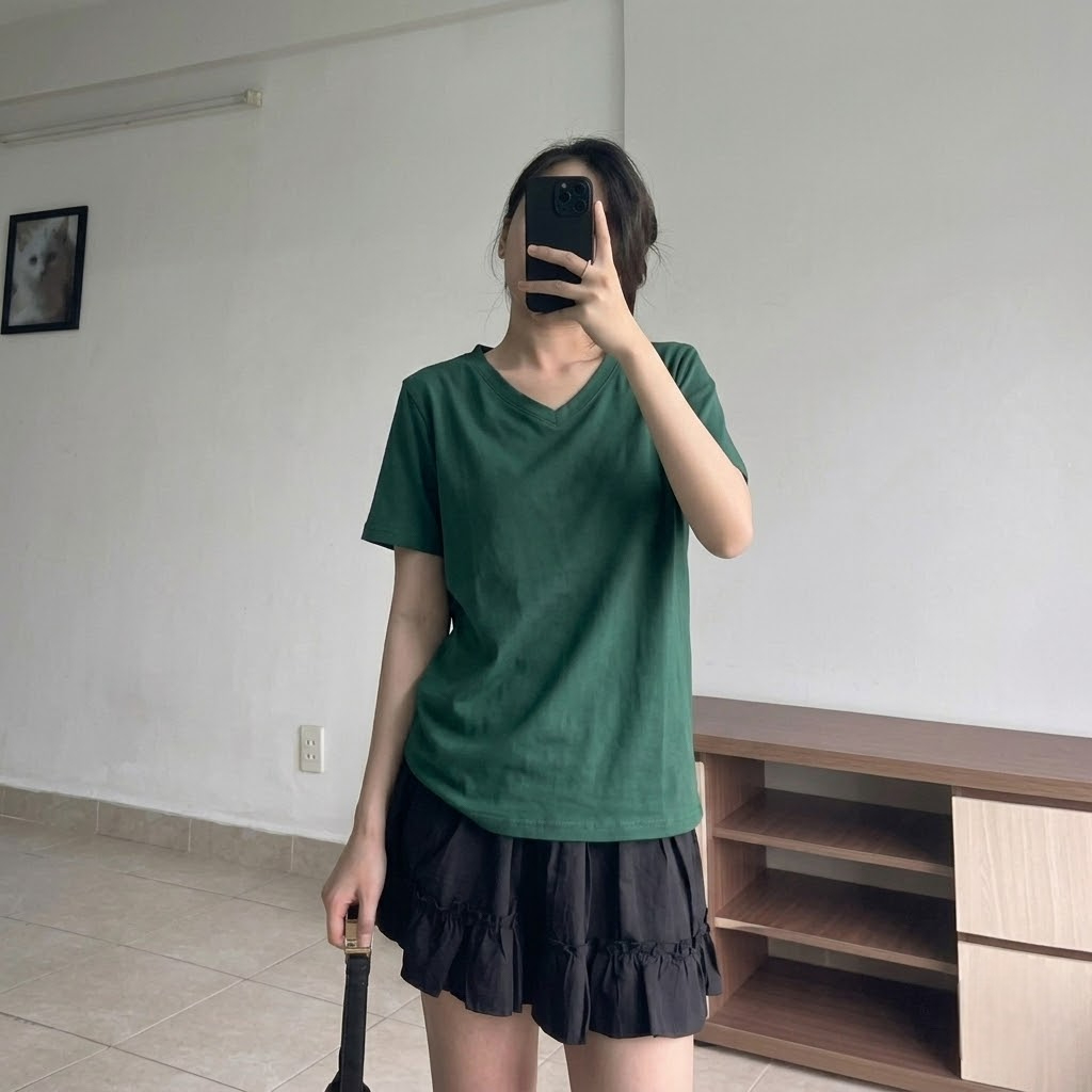 [COMBO 2 Áo 69K]Áo Thun Nữ Cổ Tim COSSENN – Cotton Mềm Mát, Co Giãn Nhẹ, Form Basic Dễ Phối | Áo Thun Nữ Giá Rẻ