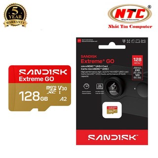 [MẪU MỚI] Thẻ nhớ MicroSDXC SanDisk Extreme GO 128GB V30 U3 A2 đọc 240MB/s ghi 120MB/s hỗ trợ 5K UHD