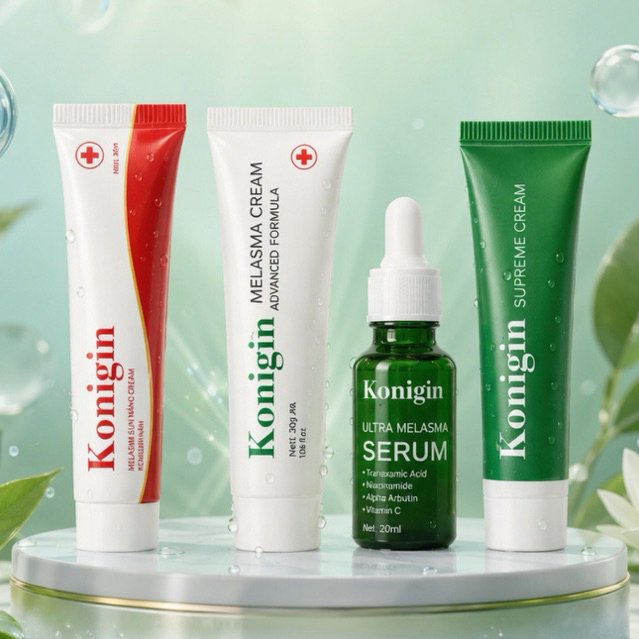 Kem Nám Konigin Mờ Thâm, Dưỡng Trắng, Cấp Ẩm & Phục Hồi Da Bộ 4 Món