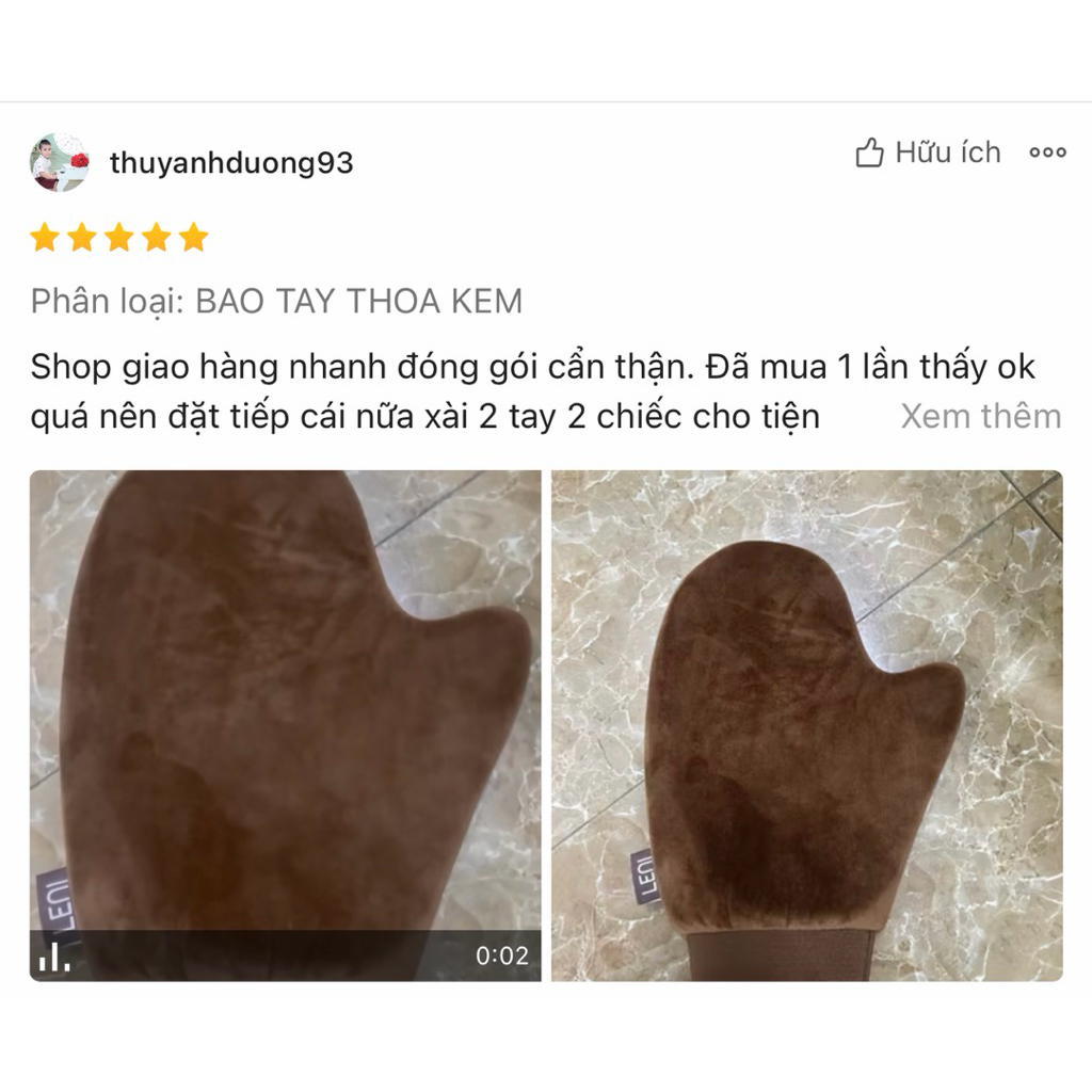 GANG TAY THOA KEM CAO CẤP LENI hỗ trợ bôi kem đều,không bết dính,giặt được với nước,thiết kế 2 lớp chống thấm
