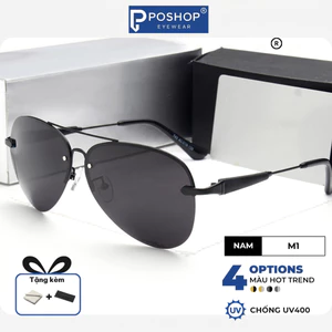 Kính Mát Nam Gọng Titan Chống Chói Cao Cấp Kính Râm Tròng Phân Cực Ngày Đêm Chống UV400 M1 POSHOP