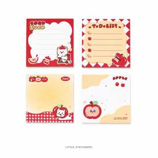 Little Stationery | Giấy Ghi Chú Memo Note Táo Đỏ Cute 7x7cm 50 Tờ/Quyển - Giấy Viết Lời Nhắn Không Keo Dính