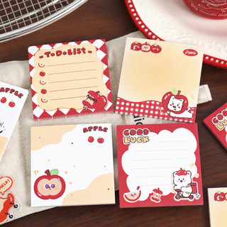 Little Stationery | Giấy Ghi Chú Memo Note Táo Đỏ Cute 7x7cm 50 Tờ/Quyển - Giấy Viết Lời Nhắn Không Keo Dính