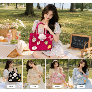 Túi Xách Mini Nữ Cute Đính Charm Hoạt Hình – Túi Cầm Tay Thời Trang Hàn Quốc, Nhiều Màu Siêu Xinh