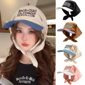 Mũ Lưỡi Trai Kèm Khăn Trùm Đầu Buộc Dây Phong Cách, Nón Chống Nắng Phối Màu Cá Tính Hot Trend.