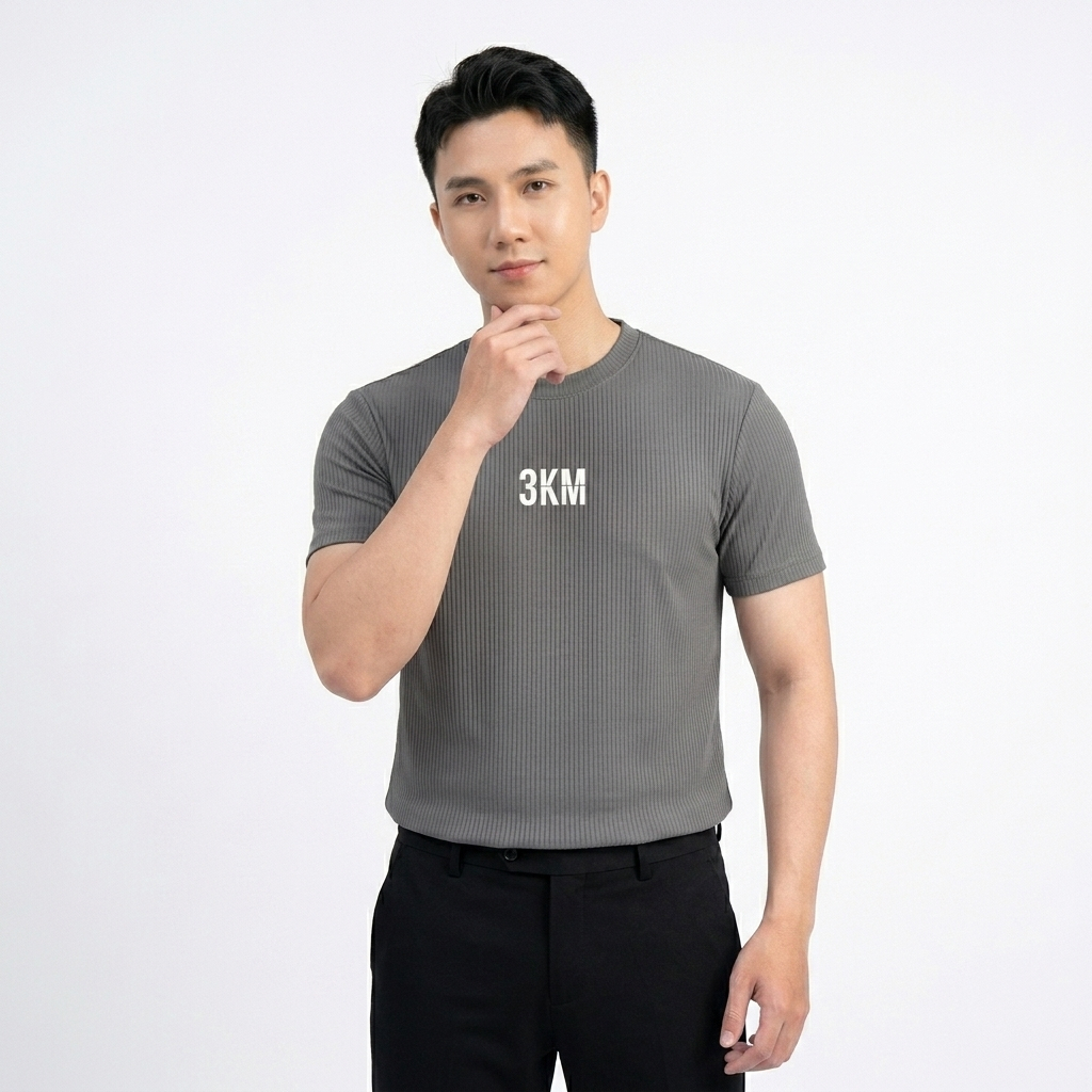 Áo Thun Tăm Gân 3KM Nam AZ FASHION Áo Cộc TayThể Thao Cổ Tròn Chất Thun Gân Co Giãn Thoải Mái Năng Động Mùa Hè
