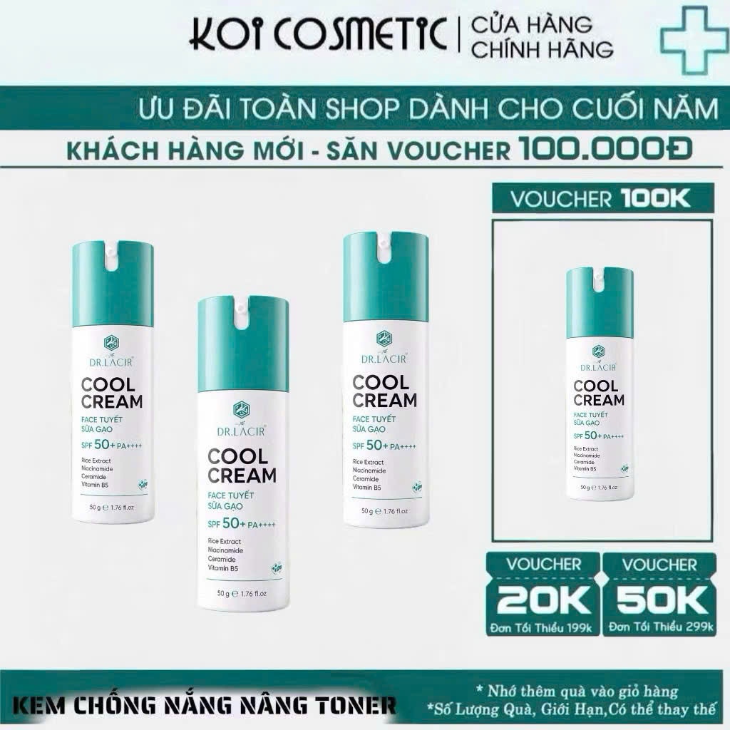 Kem Chống Nắng Cool Cream, Kem Dưỡng Da Ngày Và Đêm Dr. Lacir Cool Cream SPF50+ 50ml