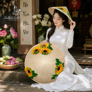 Nón Lá Hoa Hướng Dương Trang Trí Xinh Xắn 🌻 Nón Lá Chụp Ảnh Du Lịch Đi Biển Vintage Handmade