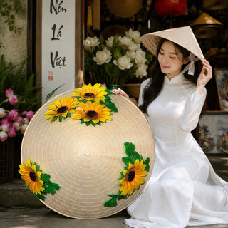 Nón Lá Hoa Hướng Dương Trang Trí Xinh Xắn 🌻 Nón Lá Chụp Ảnh Du Lịch Đi Biển Vintage Handmade