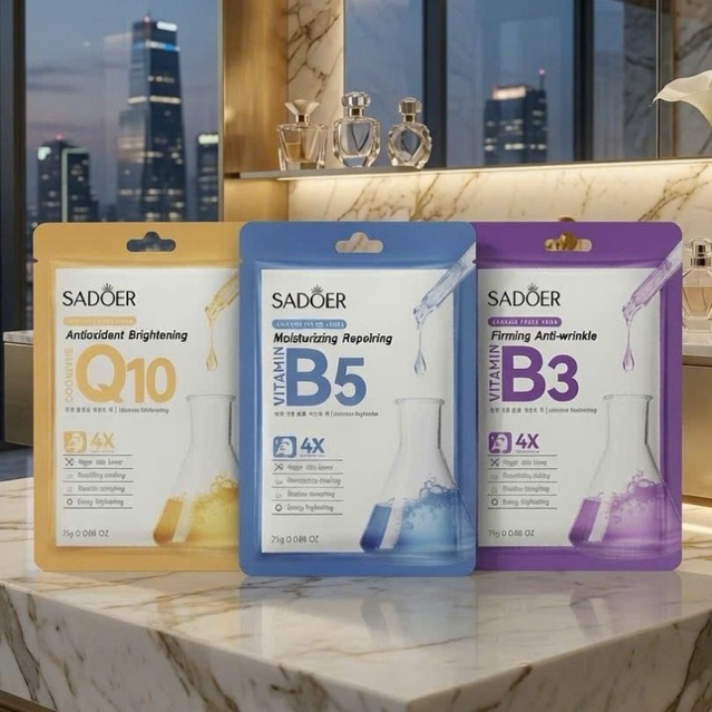 Combo 30 Miếng Mặt Nạ SADOER Dưỡng Ẩm Sáng Da Cấp Nước B5 B3 Q10 Phục Hồi Da