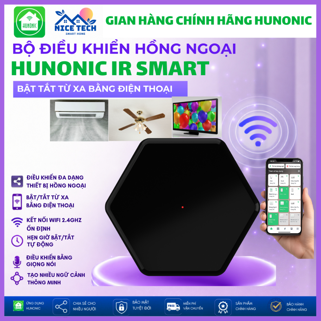 Bộ Điều Khiển Hồng Ngoại Hunonic IR Smart, Điều Khiển Tivi, Điều Hòa Từ ...