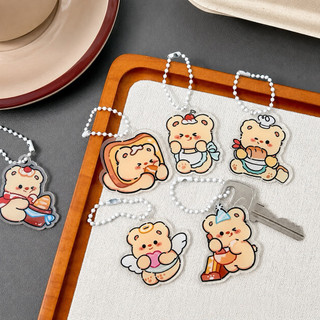 Little Stationery | Móc Khóa Acrylic Gấu Kem Bơ Cute Kawaii 6 Mẫu Dễ Thương Trang Trí Cặp Sách Chìa Khóa