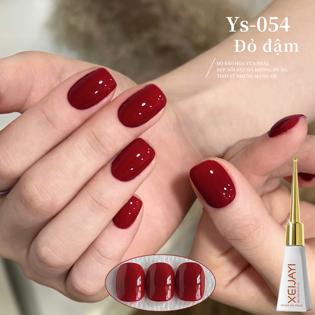 XEIJAYI 10ml - Sơn móng tay dạng gel màu đỏ thời thượng, độ bóng lâu trôi, phù hợp sử dụng tại salon và nhà.