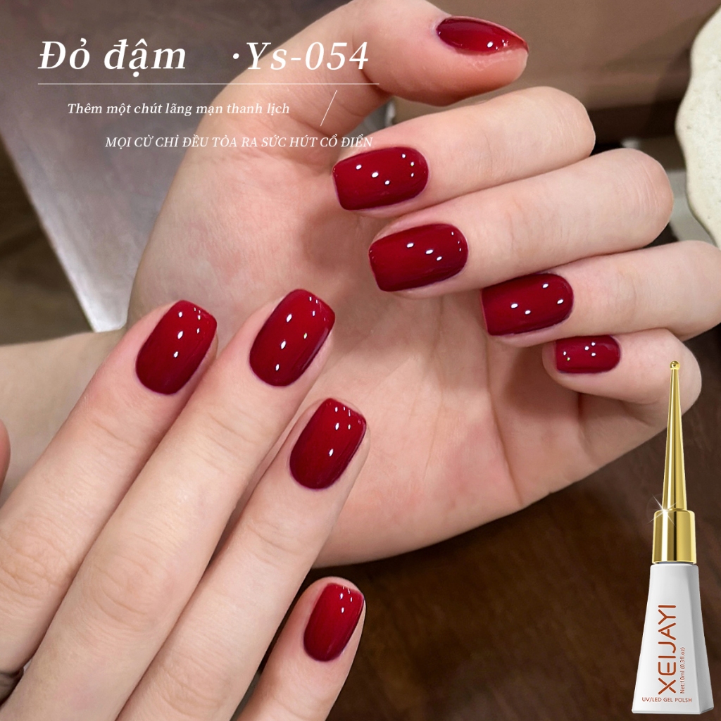 XEIJAYI 10ml - Sơn móng tay dạng gel màu đỏ thời thượng, độ bóng lâu trôi, phù hợp sử dụng tại salon và nhà.