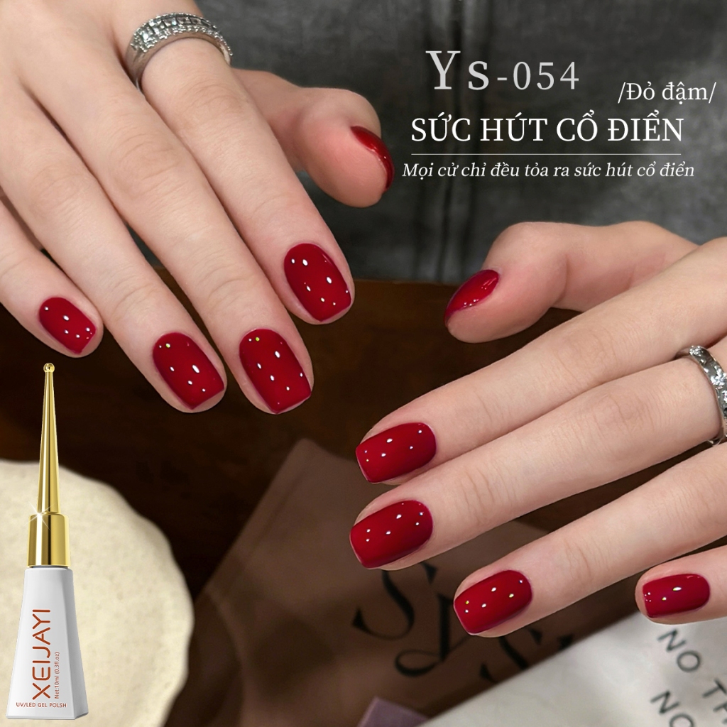 XEIJAYI 10ml - Sơn móng tay dạng gel màu đỏ thời thượng, độ bóng lâu trôi, phù hợp sử dụng tại salon và nhà.