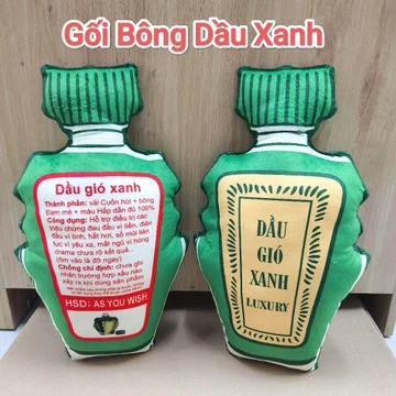 Gối bông 3D chai dầu xanh mềm mịn,màu sắc chân thực,sắc nét,dùng làm gối nằm,gối ôm,gối tựa văn phòng,gối sofa..