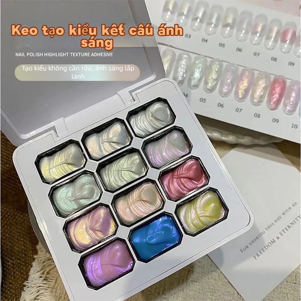 12 Màu Gel Aurora Dream Fairy 3D Kết Cấu Mô Hình Sơn Móng Tay Nghệ Thuật Có Thể Chà Móng Ngâm UV DIY Dụng Cụ Làm Tay