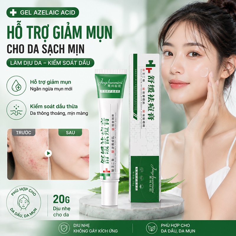 [MUA 2 GIẢM 50%] Kem Chấm Giảm Mụn Azelaic Acid 20g Hỗ Trợ Làm Dịu Mụn Kiểm Soát Dầu Thừa Cho Da Mụn