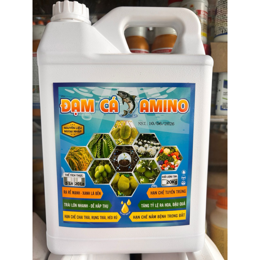 Can Đạm cá amino 5lít- kích chồi, bung đọt, phục hồi rễ, tăng khả năng ra hoa đậu trái