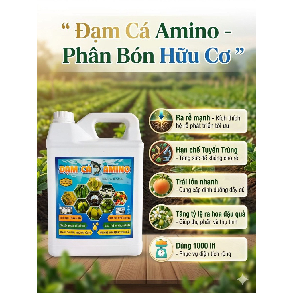 Can Đạm cá amino 5lít- kích chồi, bung đọt, phục hồi rễ, tăng khả năng ra hoa đậu trái
