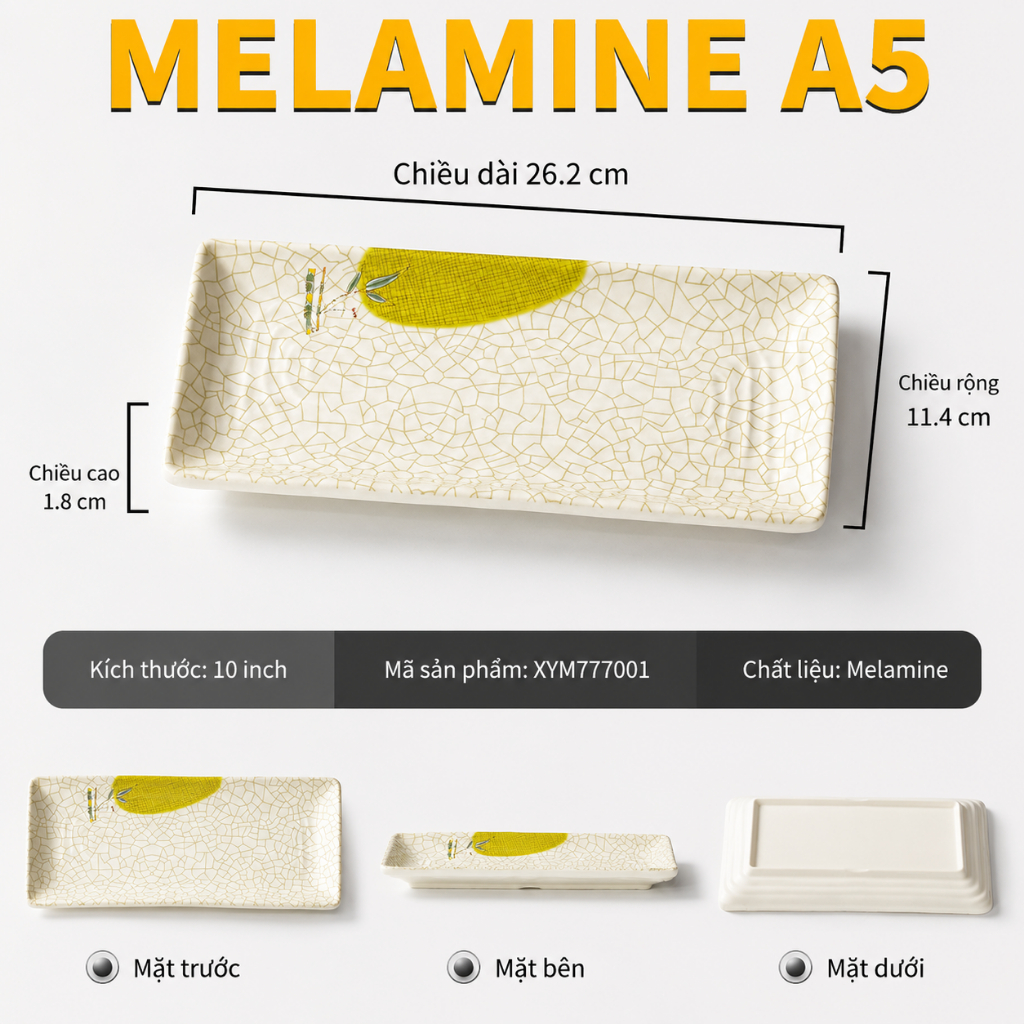 Đĩa Phíp ( Melamine A5 ) Hoa Văn Hình Lá Tre Dùng Cho Nhà Hàng Khách Sạn  777001