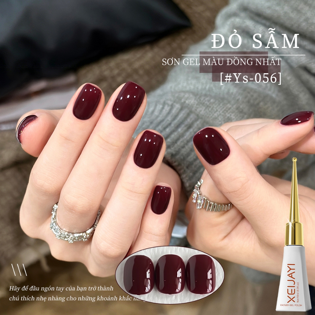XEIJAYI 10ml - Sơn móng tay dạng gel màu đỏ sẫm phong cách retro mới, độ bão hòa cao, thích hợp sử dụng hàng ngày.