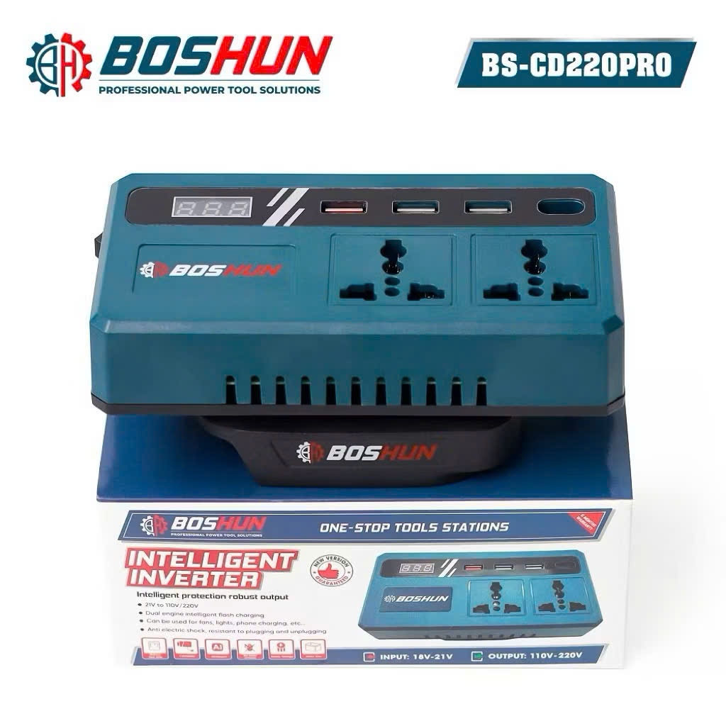 Đế Chuyển Đổi Nguồn Điện 21V-220V Chân Pin M21 Có Đèn Led Kèm 3 Cổng Sạc Nhanh 3.0.Thẻ bảo hành 12 tháng.