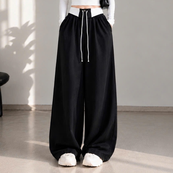 Quần Dài Bigsize Nữ Có Dây Phối Lưng,Quần Ống Suông Lưng Cao Chất Cotton Mềm Mịn Mặc Mát QPHOI