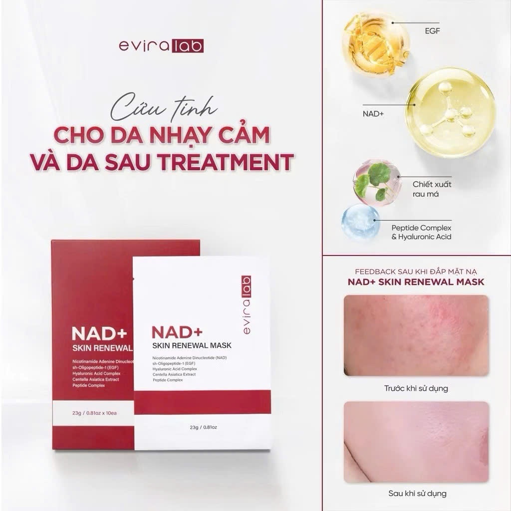 Q31_Mặt nạ tái tạo da eviralab NAD+ Skin Renewal Mask (1 Hộp/10 miếng)