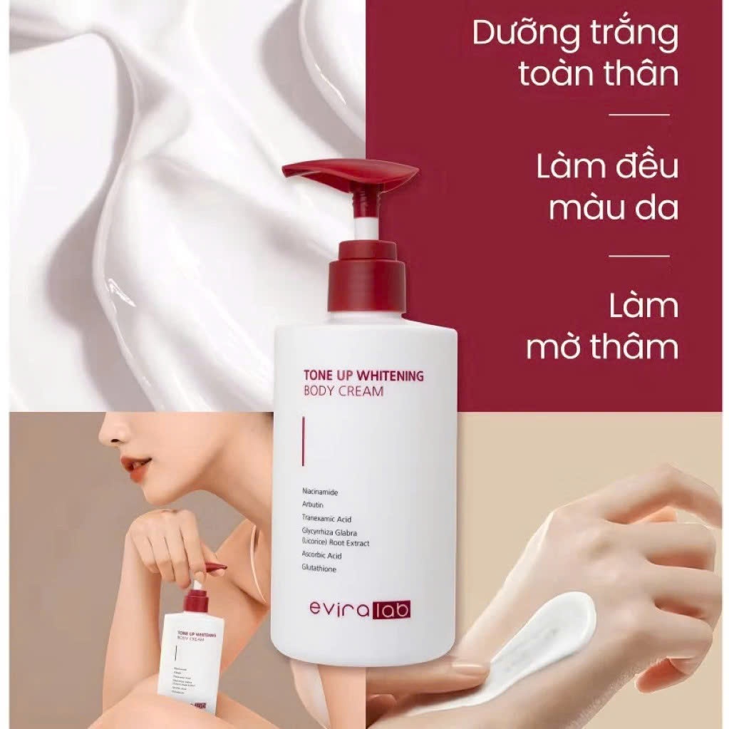 Q35_Kem nâng tông dưỡng trắng body eviralab Tone Up Whitening Body Cream