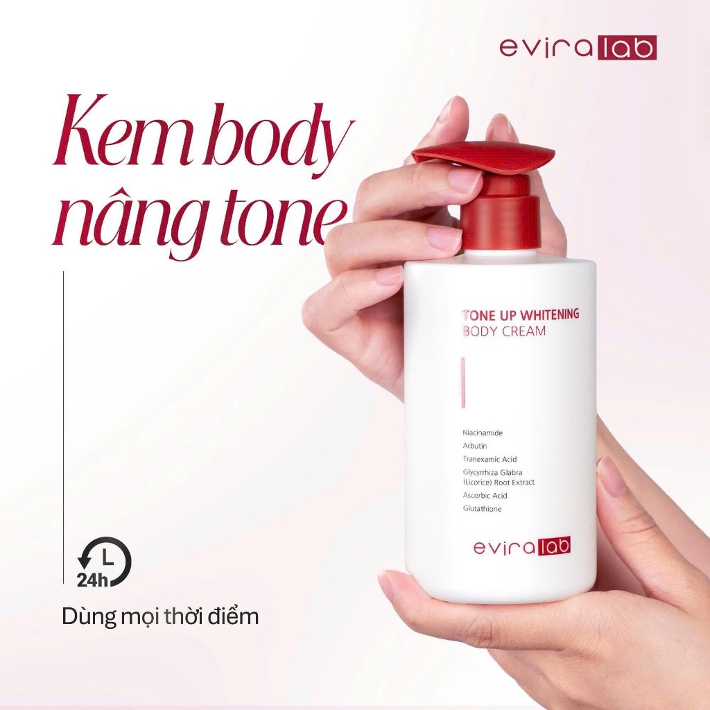 Q35_Kem nâng tông dưỡng trắng body eviralab Tone Up Whitening Body Cream