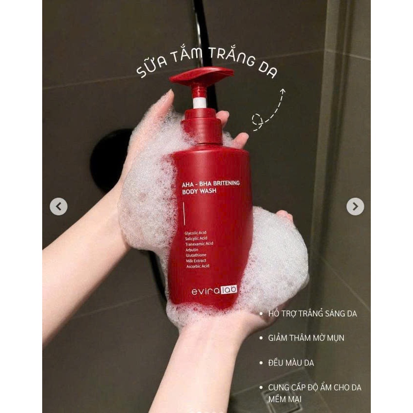 Q38_Sữa tắm dưỡng sáng eviralab AHA BHA Brightening Body Wash