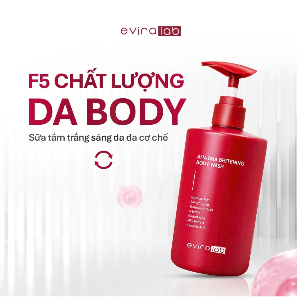 Q38_Sữa tắm dưỡng sáng eviralab AHA BHA Brightening Body Wash