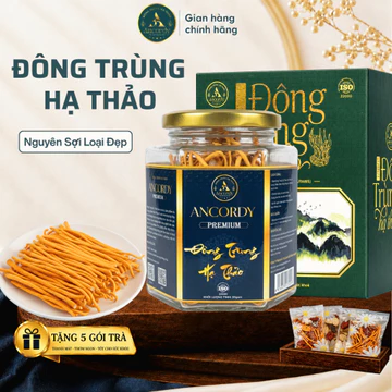 Đông Trùng Hạ Thảo Ancordy Premium, Giá Thể Gạo Lứt Sấy Thăng Hoa, Dược Chất Cao, Nấm Đông Trùng VIP