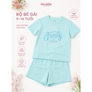 Đồ Bộ Bé Gái ESH26S003R | Wookids | 8-14 Tuổi | Cotton Poly Mềm Mát, Thoáng Khí, Dễ Thương