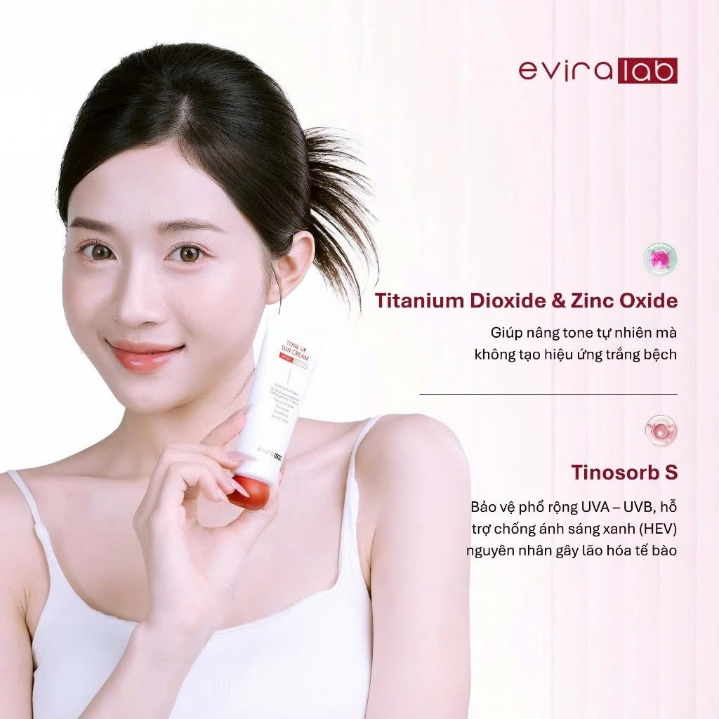Q42_Kem chống nắng vật lý lai hoá học eviralab Tone Up Sun Cream SPF 50+ PA++++