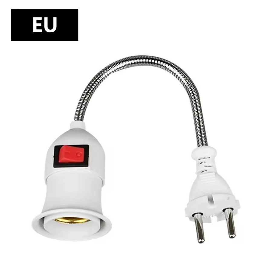Combo 5 Đuôi đèn E27 có công tắc - Dây lò xo uốn cong tùy ý Phích cắm chân tròn