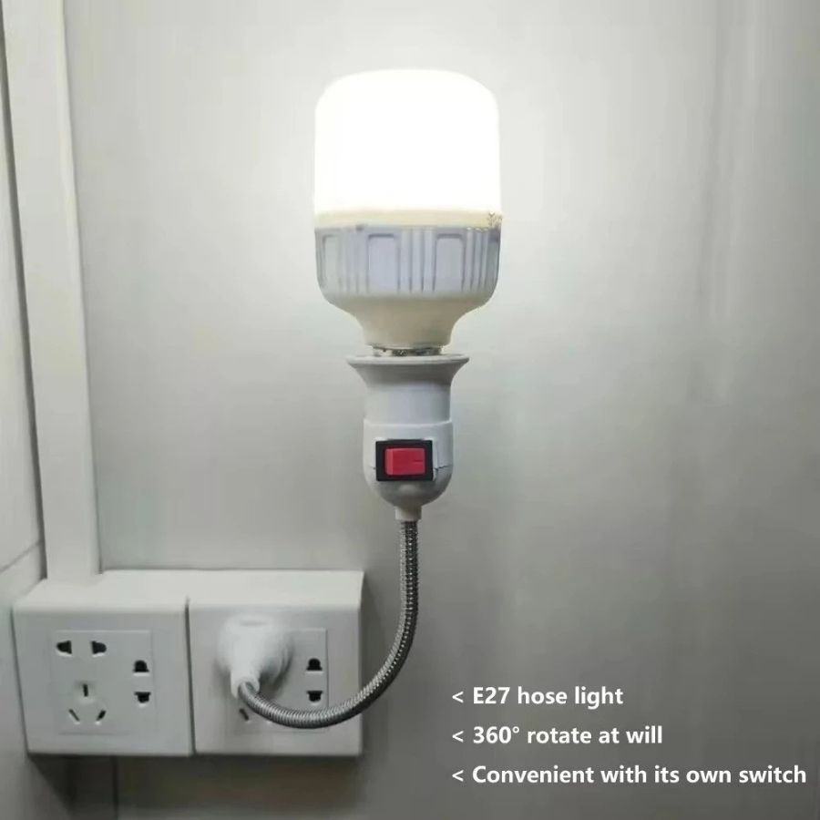 Combo 5 Đuôi đèn E27 có công tắc - Dây lò xo uốn cong tùy ý Phích cắm chân tròn