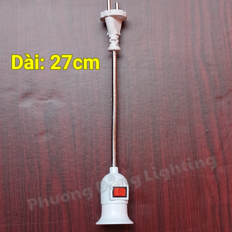 Đuôi đèn E27 có công tắc - Dây lò xo uốn cong tùy ý Phích cắm chân tròn cứng cáp
