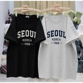 Áo thun phông nữ nam form rộng dấu quần chất liệu cotton khô in hình chữ SEOUL 1988